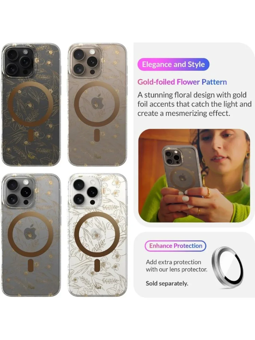 Elegant Golden Floral Shockproof Magnetic Phone Case | Aesthetic Design